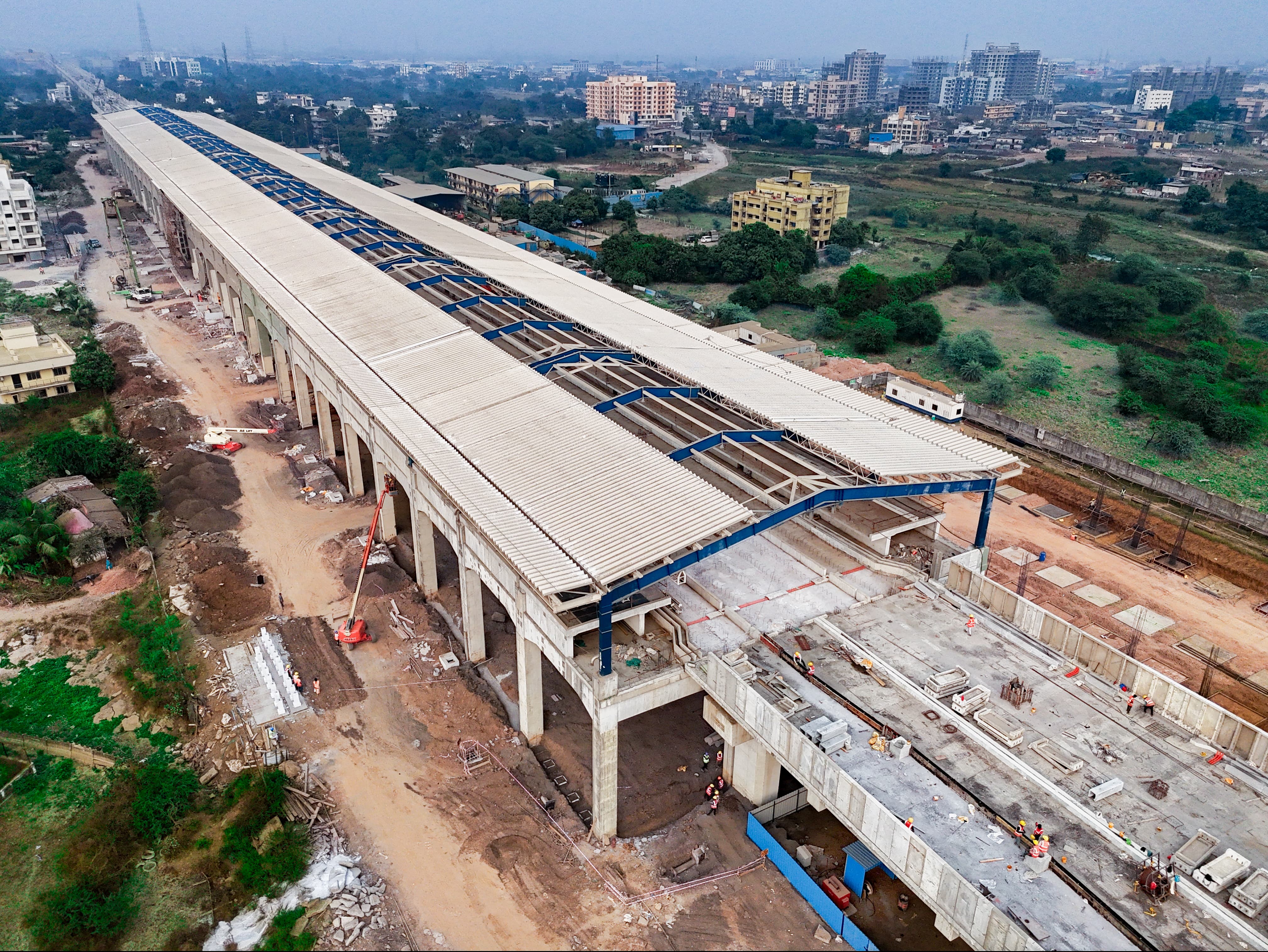 RC Track Bed work is underway at the upcoming Vapi Bullet Train station
